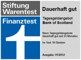 Bank of Scotland - Testsieger in Finanztest 01/2012