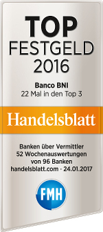 Top Festgeld 2016 laut Handelsblatt und FMH Top Festgeld 2016 laut Handelsblatt