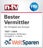 Bester Vermittler für Festgeld aus Europa laut n-tv